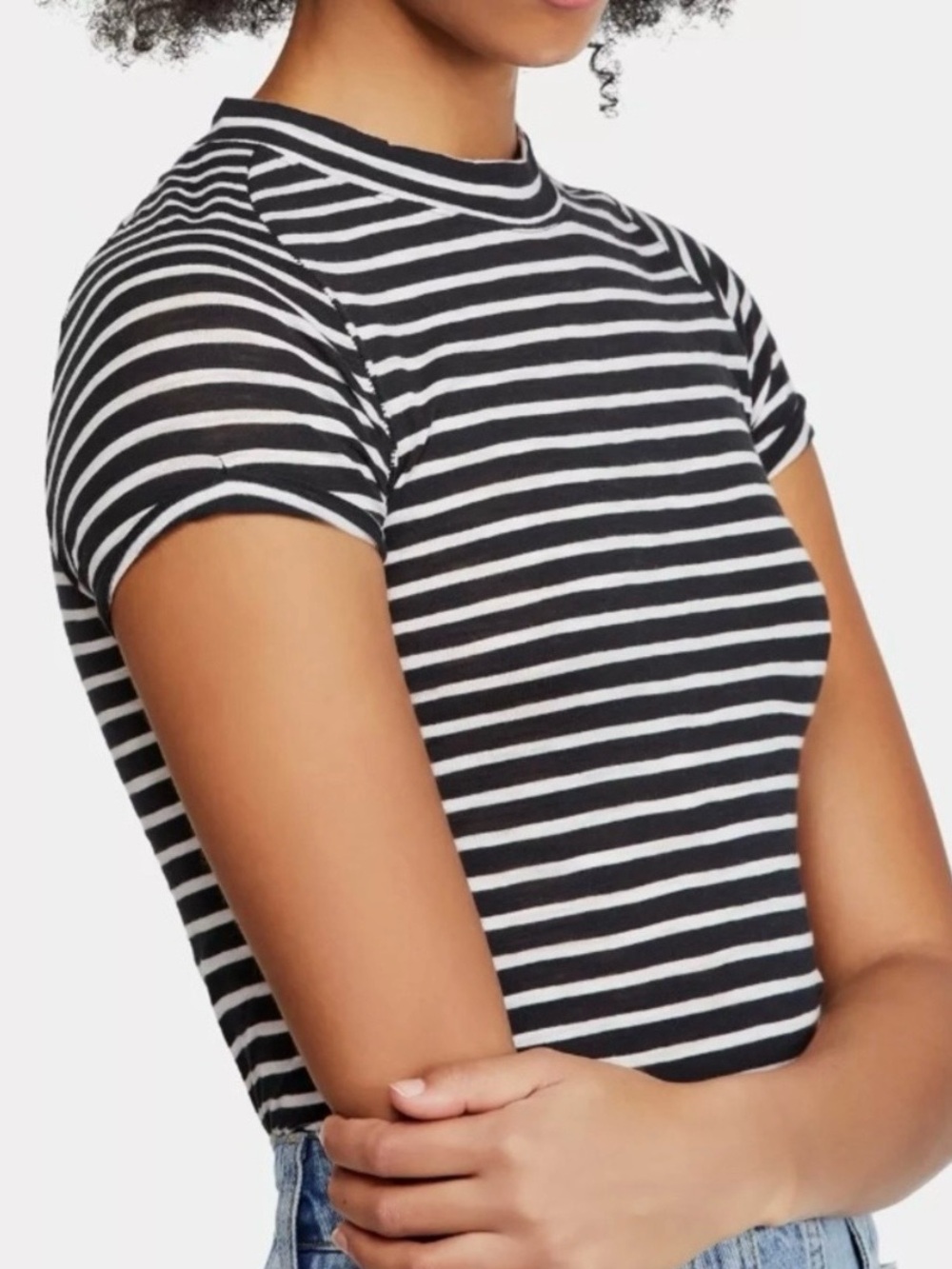 Free People We The Free Night Sky Striped Tee Black/White Stripe
